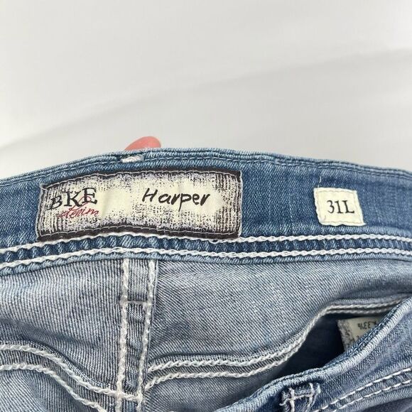 BKE Denim Harper Women's Skinny Jeans Ripped Mid Rise Stretch Denim Size 31 long - Picture 4 of 12